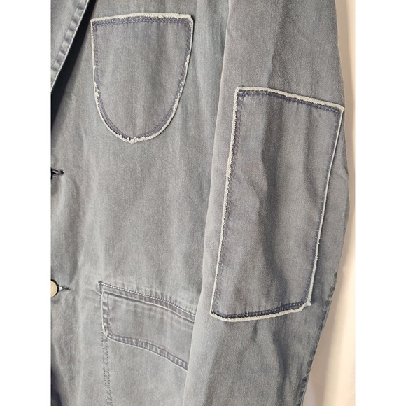 Open Lab Dark Chambray Blazer Made in Italy Moto School Boy Style Size 48 - Picture 4 of 7